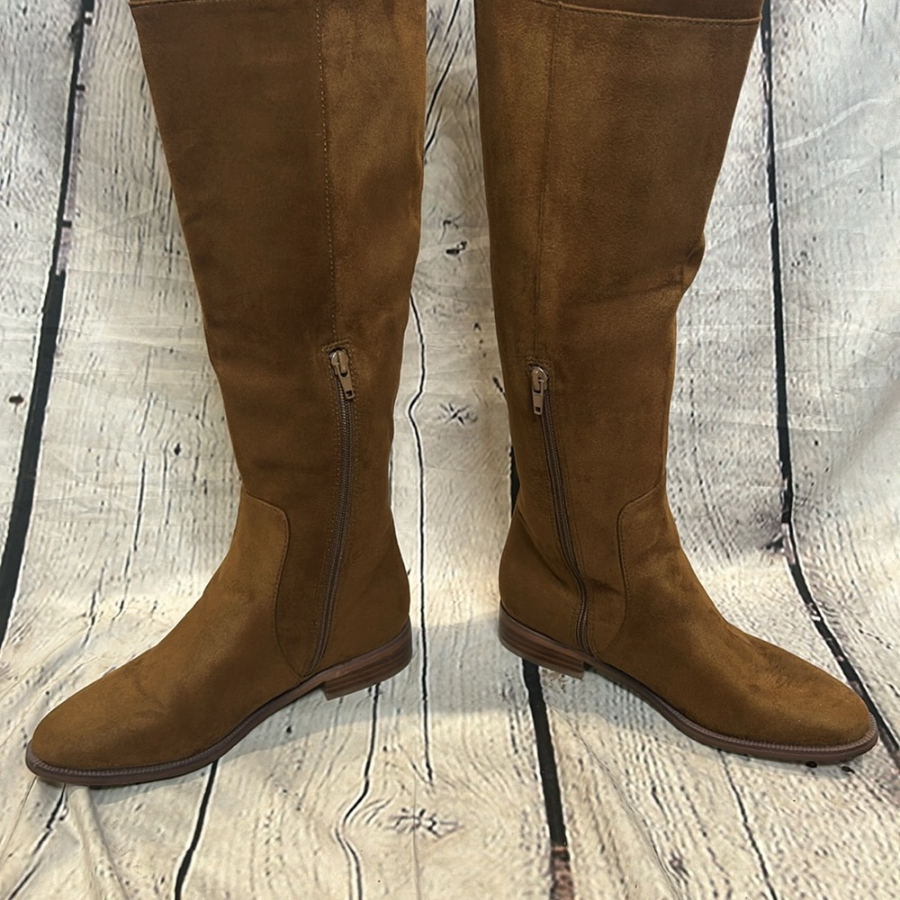 J. Crew Troy Brown Faux Suede Brown Over-the-Knee Boots Size 7.5 - Picture 8 of 16